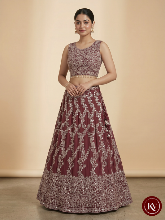 Deep PINK Georgette Pleated Lehenga - LEH5
